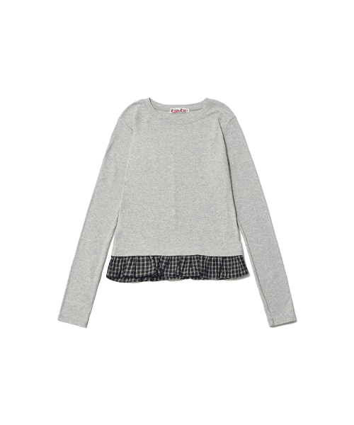 CHECK LAYERED LONG SLEEVE - GRAY