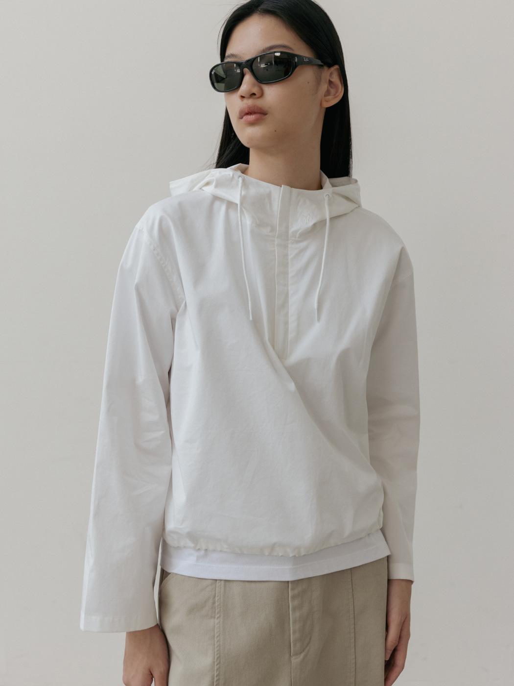 코튼 후드 셔츠_화이트