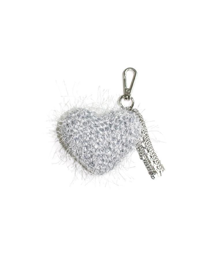 empty room) cupid heart keyring (fluffy silver)