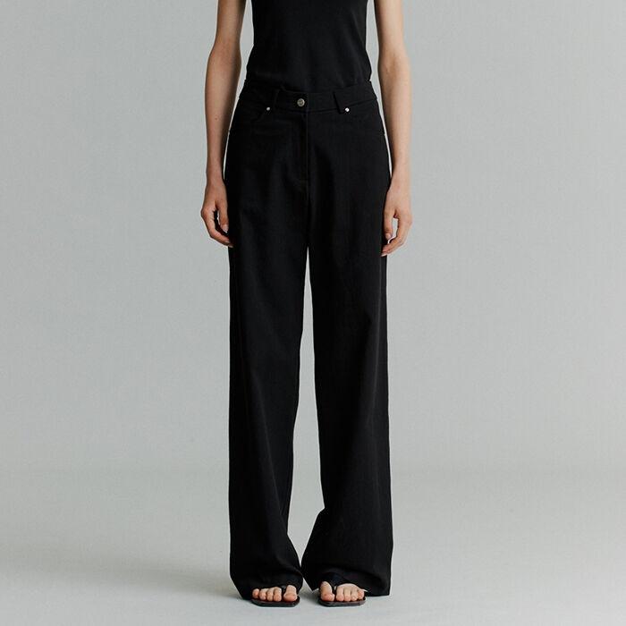 [6th]Cotton Straight Pants(Black)