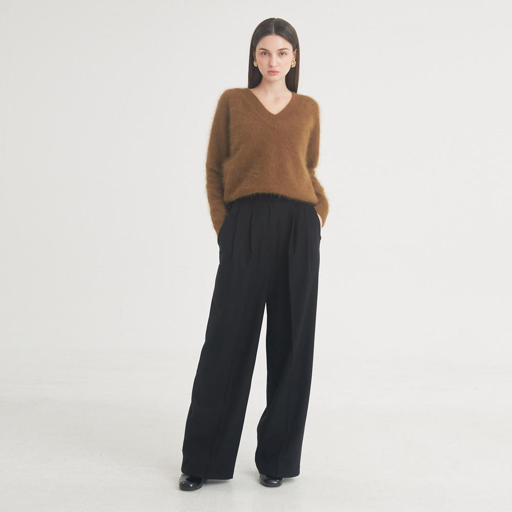 [프라이하잇] TwoTuck Button Wide Wool Pants Black