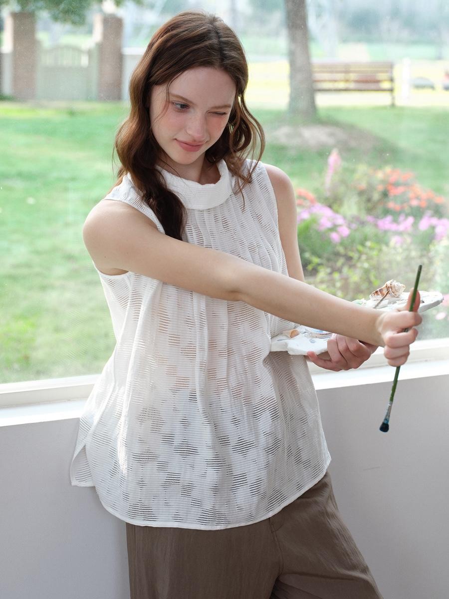 AMWEIRD Moonlight See-through High Neck Blouse