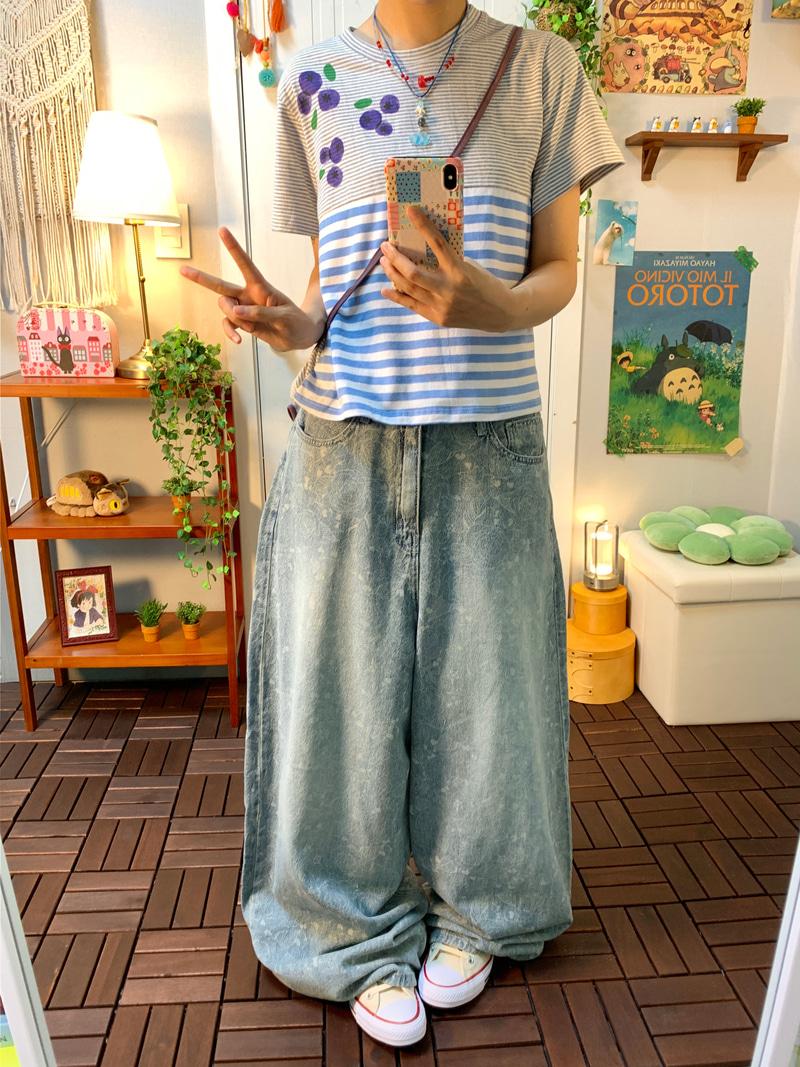 Vine flower tencel denim ( 2 color )