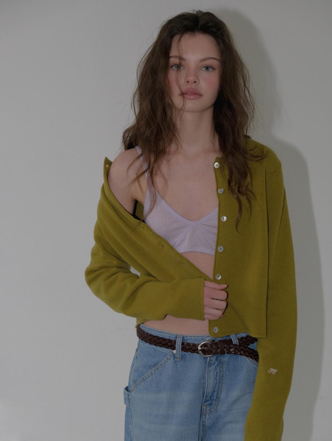 PERSONA HEART CARDIGAN- OLIVE