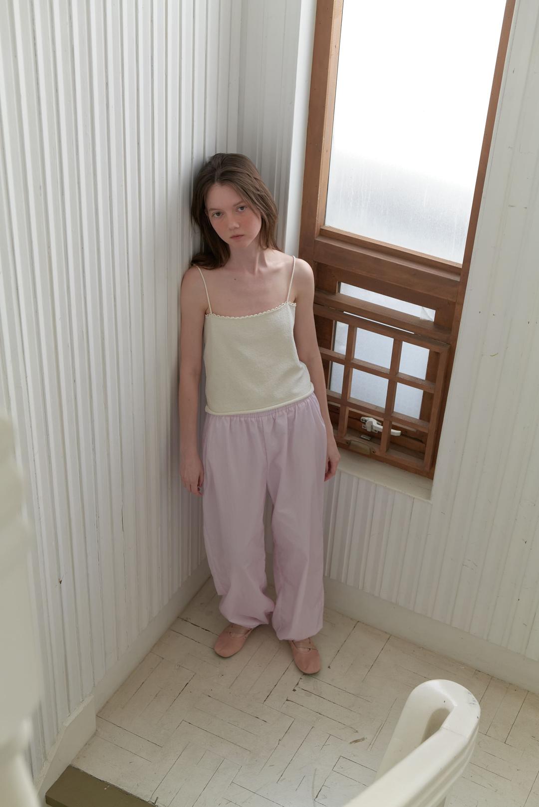 Low rise banding pants - Pink