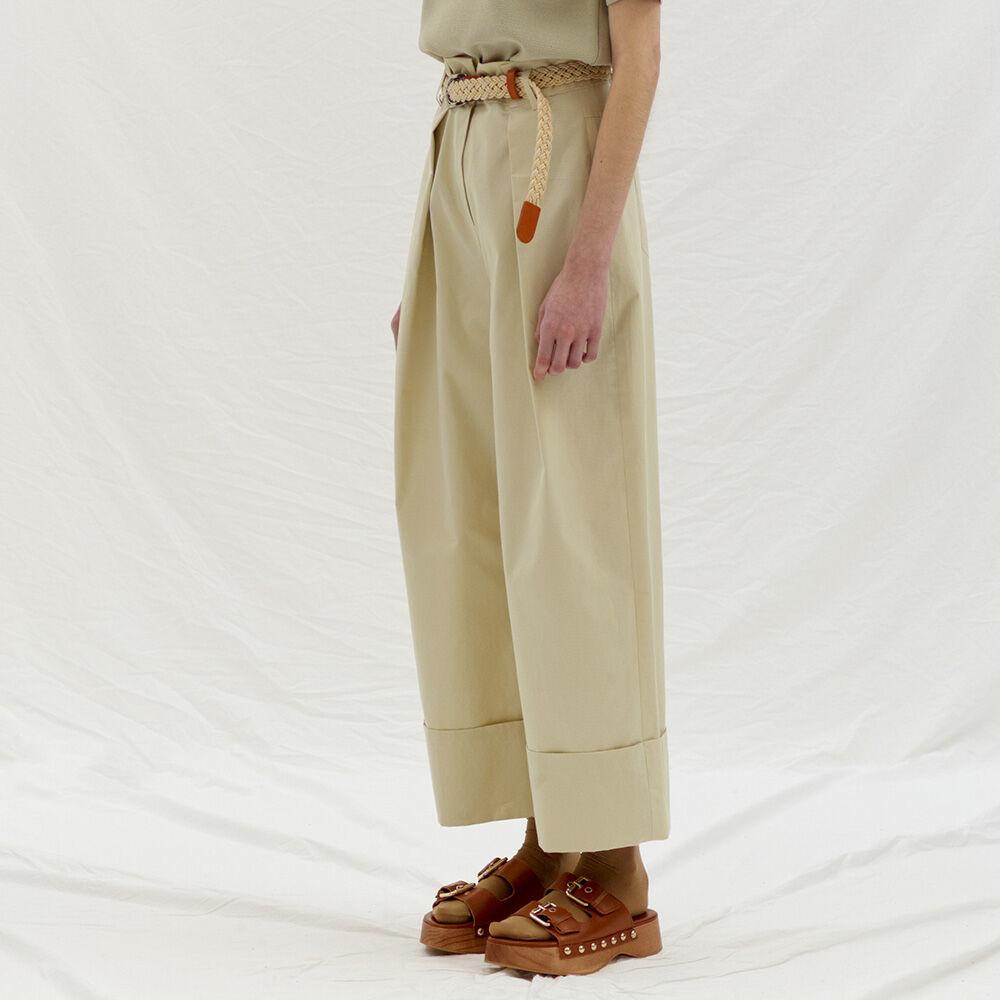 ROLL UP TUCK PANTS - CREAM