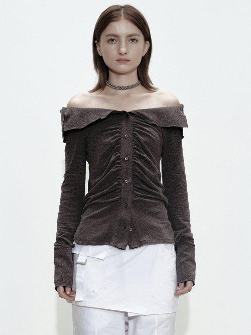 세릭(CERRIC)  WRINKLE OFF SHOULDER TOP / BROWN - 사이즈 & 후기 | 무신사