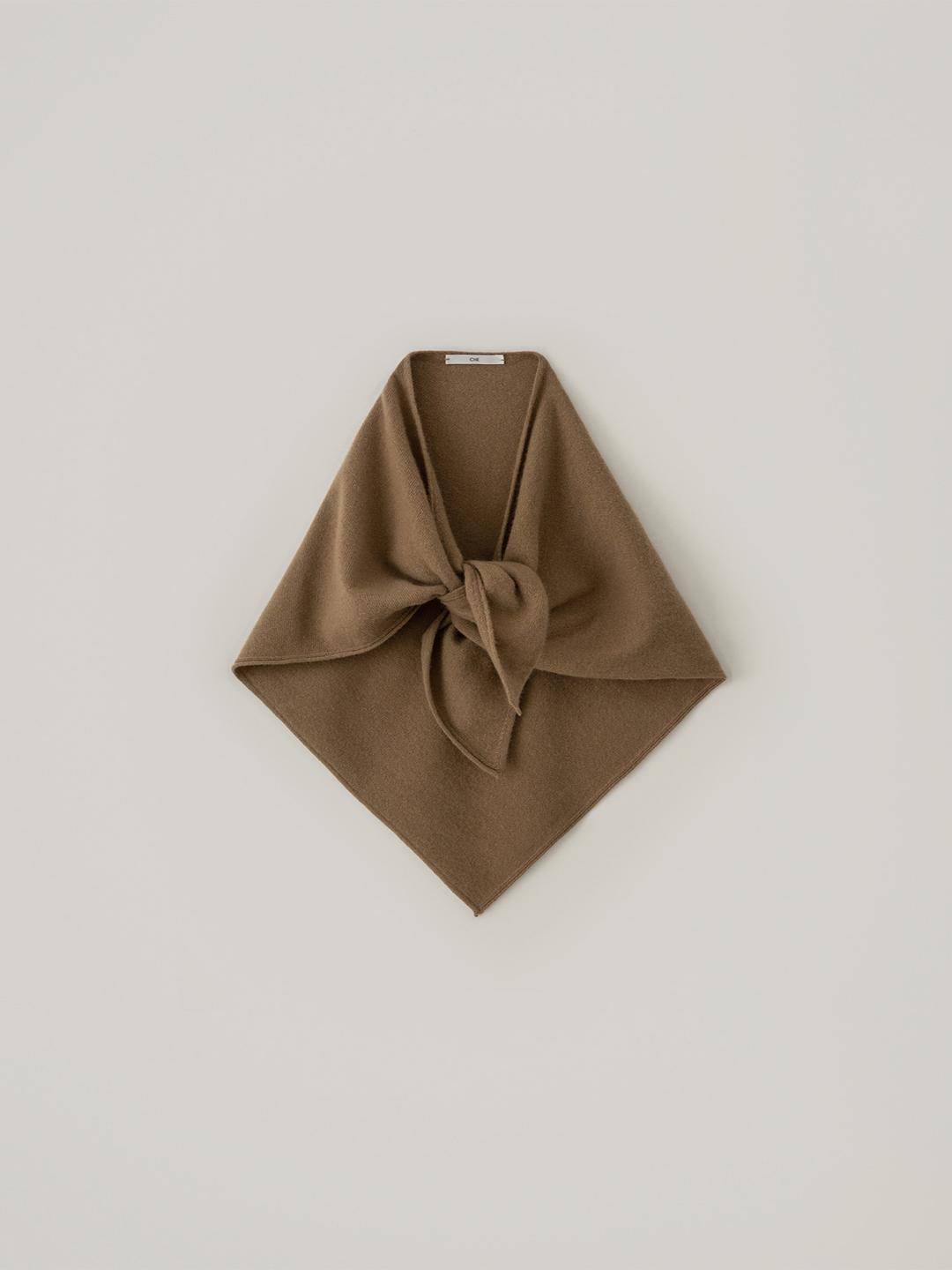 [Cashmere] Triangle Knit Scarf - Beige