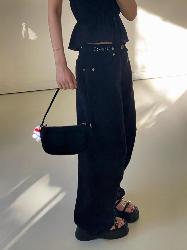 지니 블랙진 블랙 데님팬츠