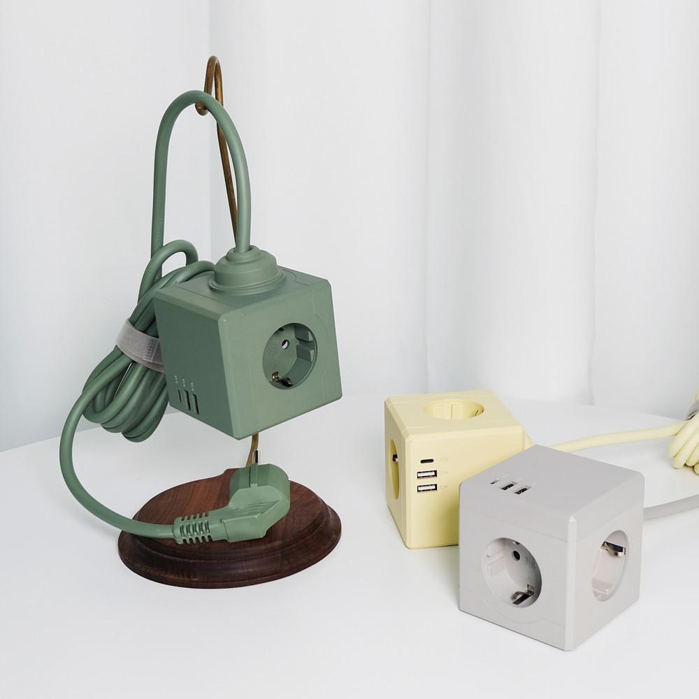 에코너 MT03 큐브 디자인 멀티탭 고용량 USB C타입 멀티 콘센트 3M