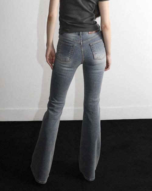 메탈 트라이클립스 슬림핏 부츠컷 데님 팬츠 블루