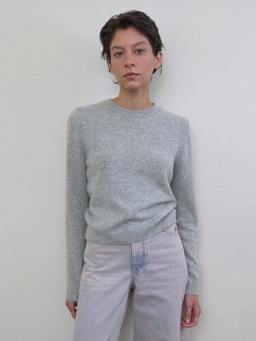 Regular-Fit Round Neck Knit_Grey