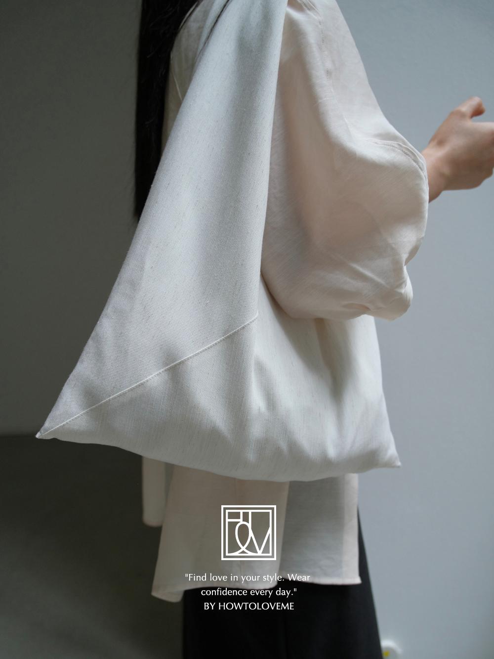 하우투러브미 (아이보리컬러)르아브 린넨 미니 에코백_Learve bag