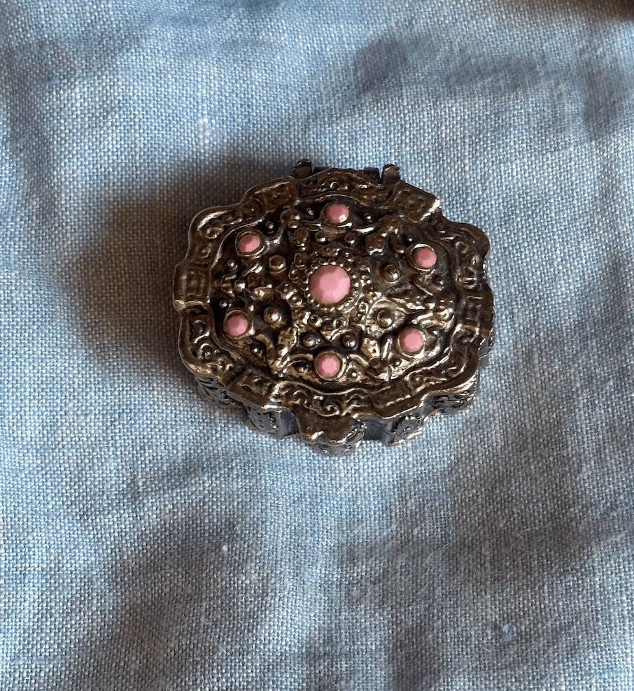 Vintage Lavender Metal Jewelry Box