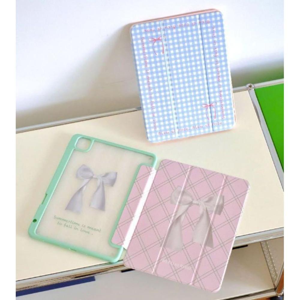 리본 아이패드케이스 발레코어 핑크 펜슬 수납