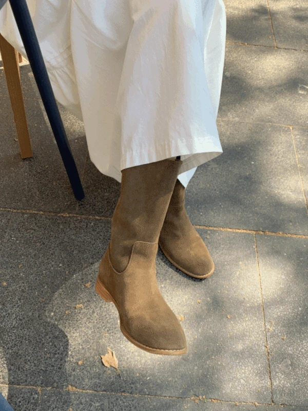 [당일배송] 써클 미들 스웨이드 부츠 (brown)