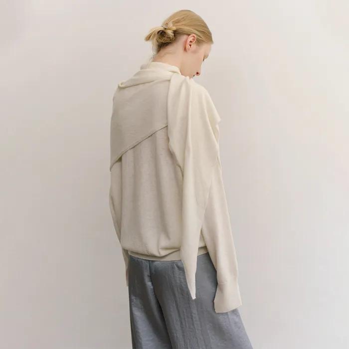 SOFT CASH WOOL KNIT SHAWL_IVORY_OE3A2MKN90IVY