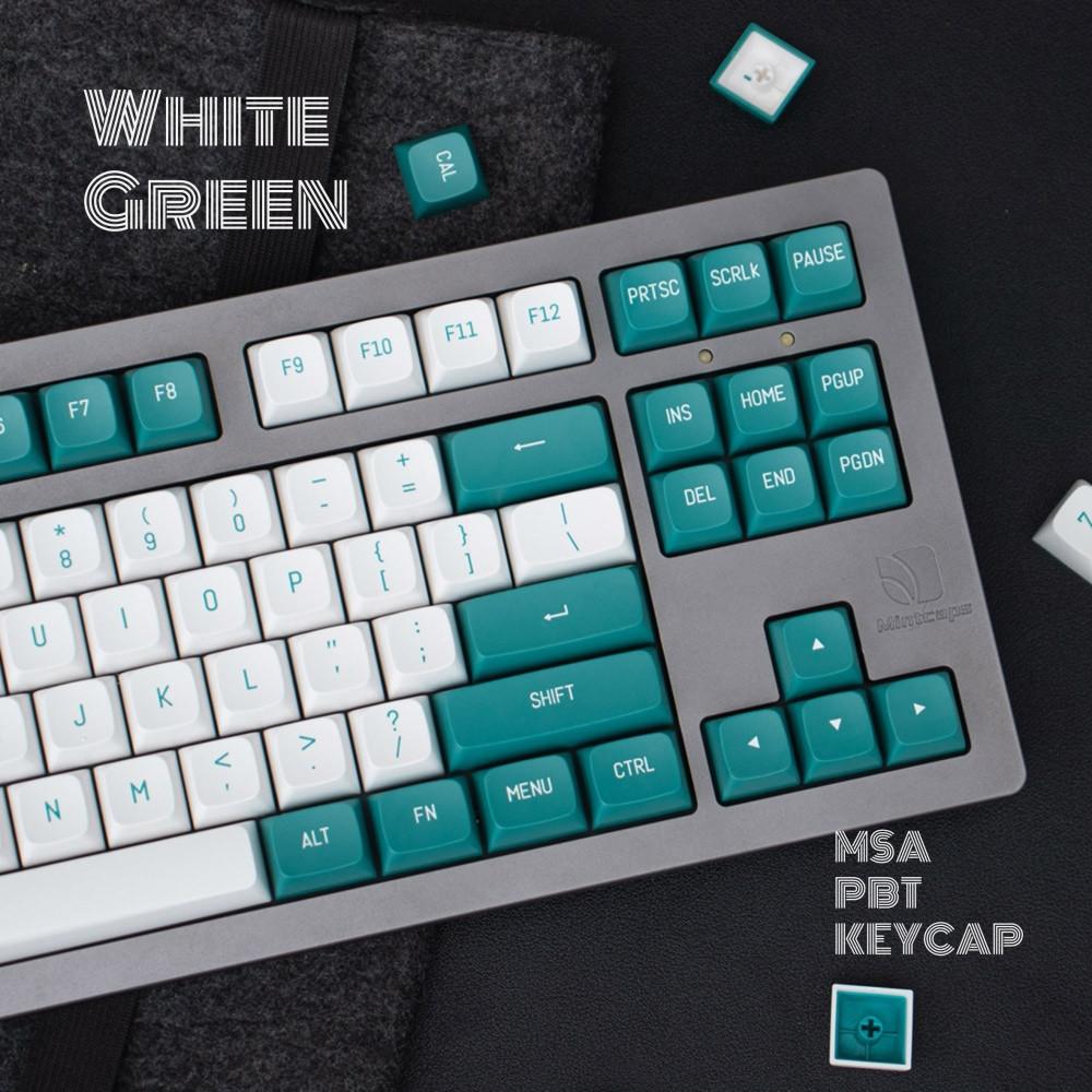 컬러칩 화이트&그린 MSA PBT 키캡 이중사출 키크론 한무무
