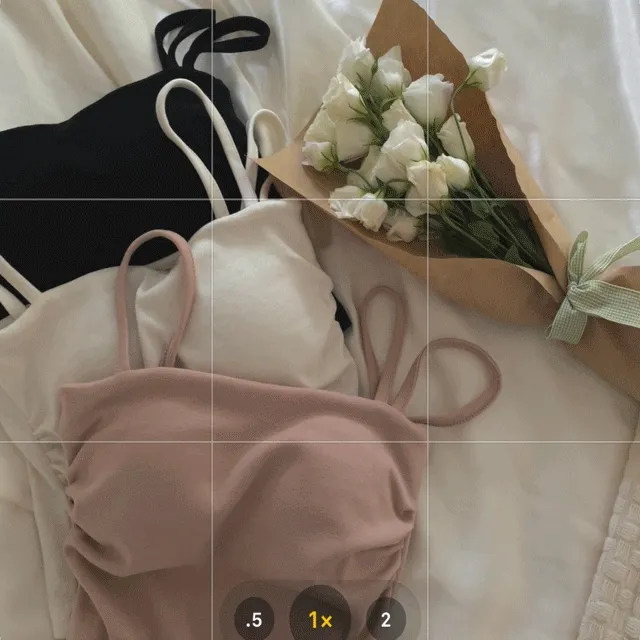 (캡내장)벨 언발 스트랩 크롭 패드 슬리브리스 3color