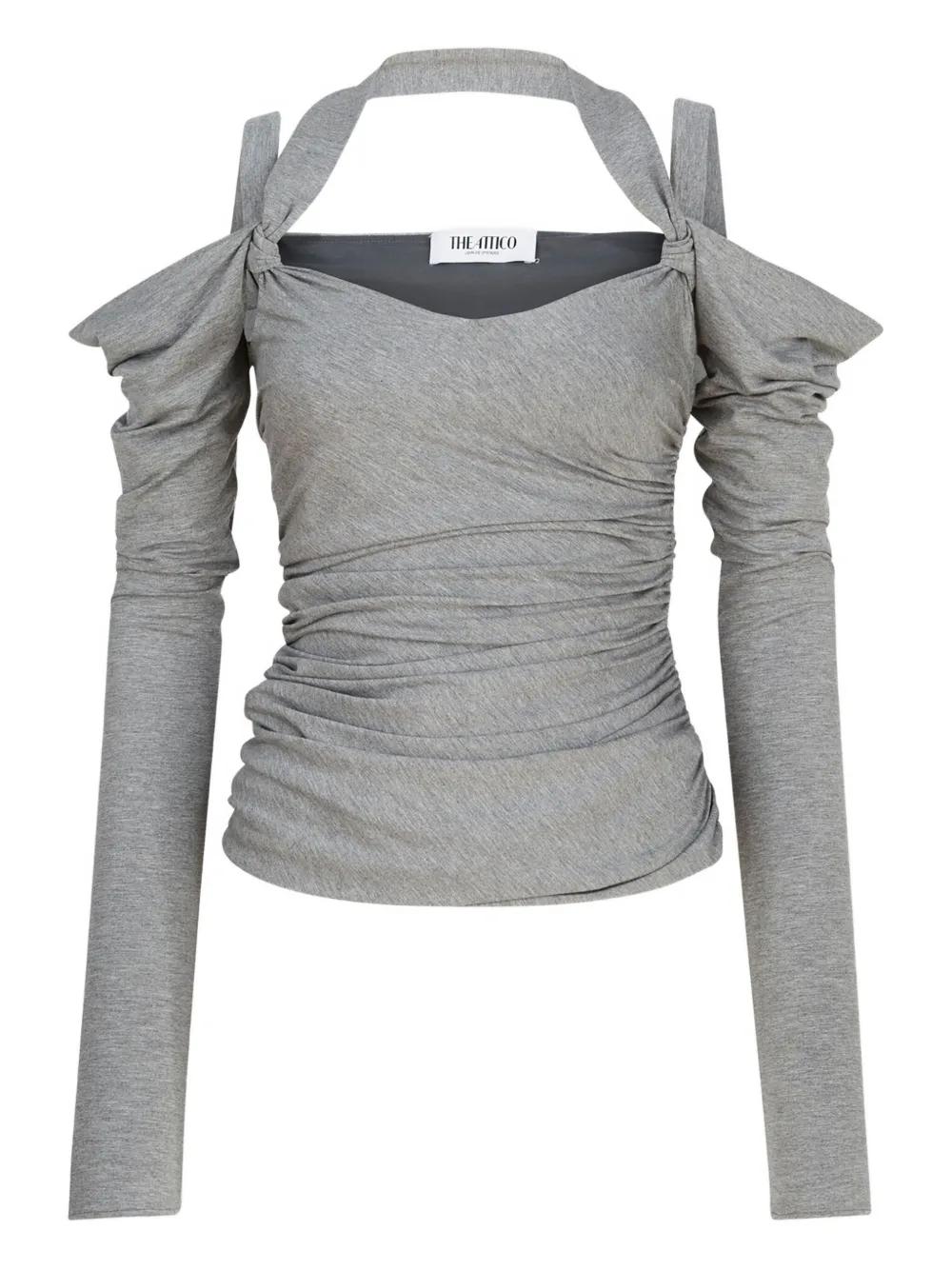 The Attico 오프숄더 드레이프 탑 | 그레이 | FARFETCH KR