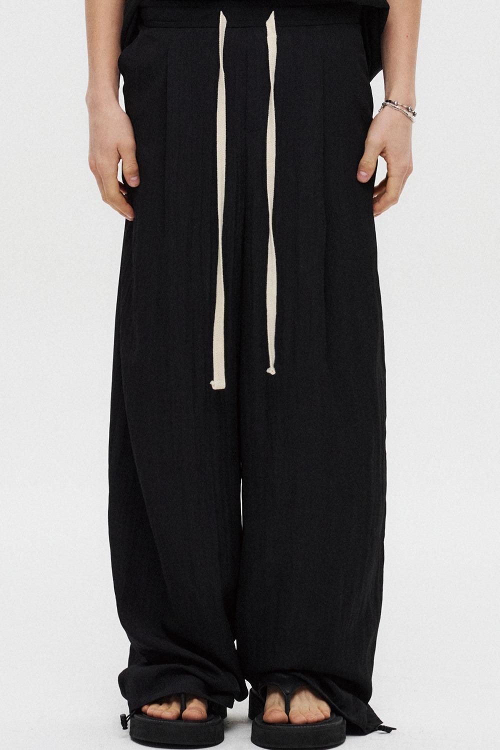 썸머 원턱 와이드 팬츠 블랙