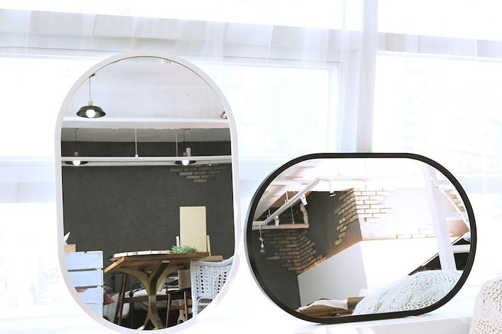 국산 타원형 프레임 거울 (블랙/화이트/골드)