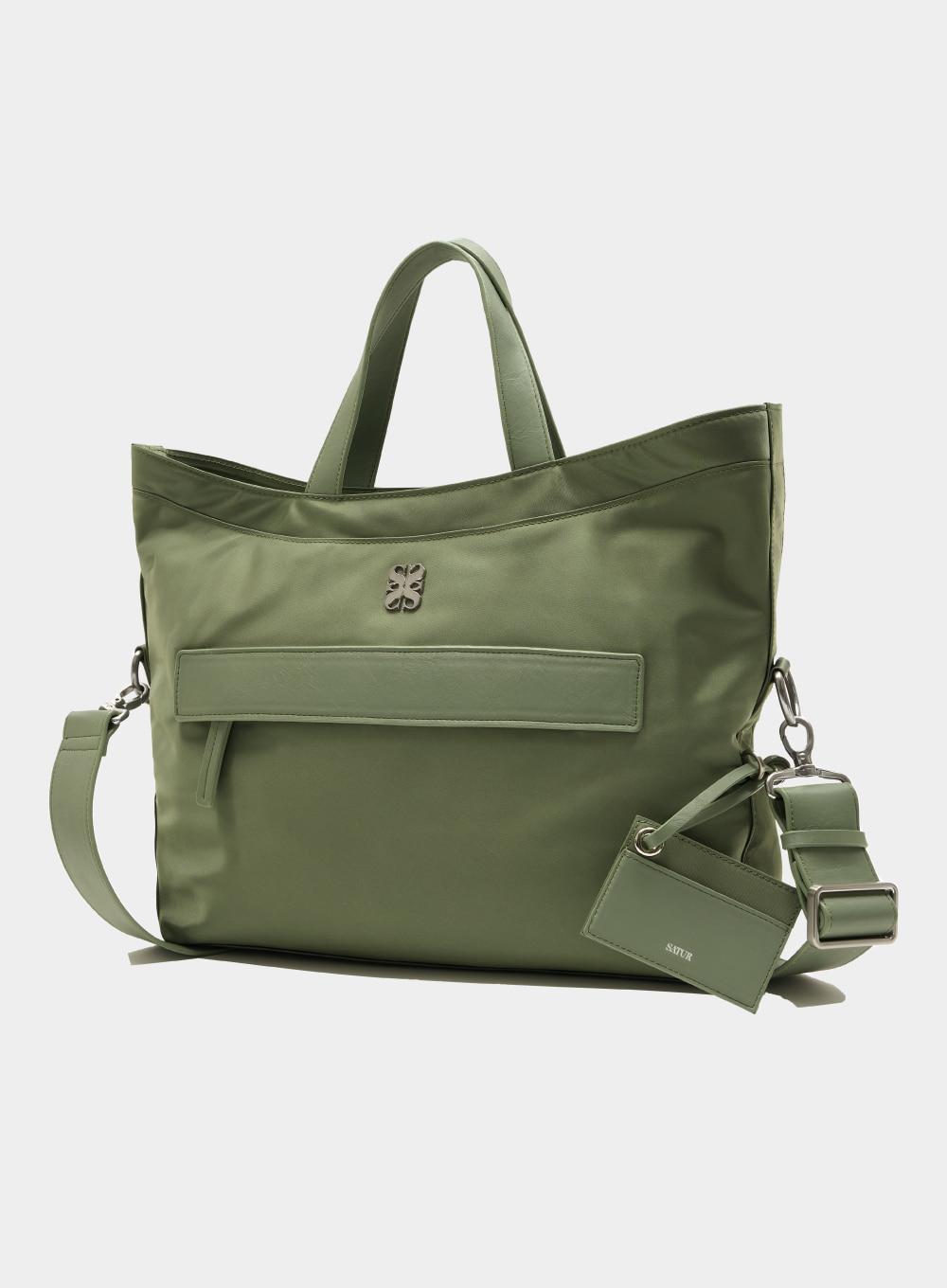 Satur All Day Nylon Tote Bag - Olive Khaki