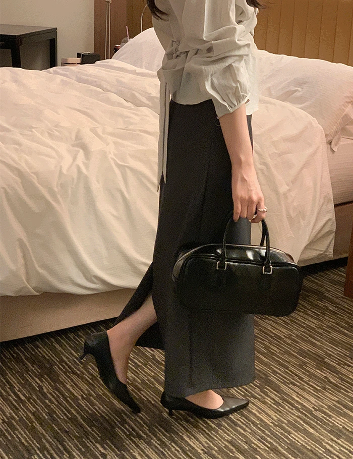 [하객룩!] 램스 벨트 롱스커트 (2color)