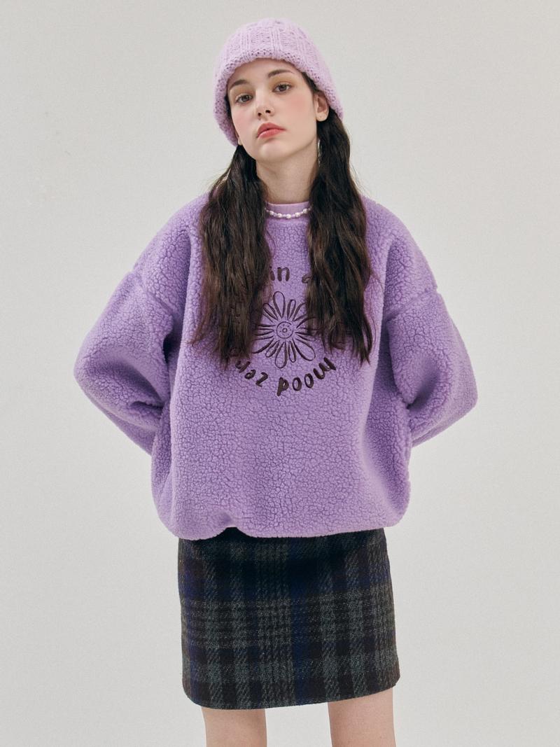 플라워 부클 맨투맨 / 퍼플