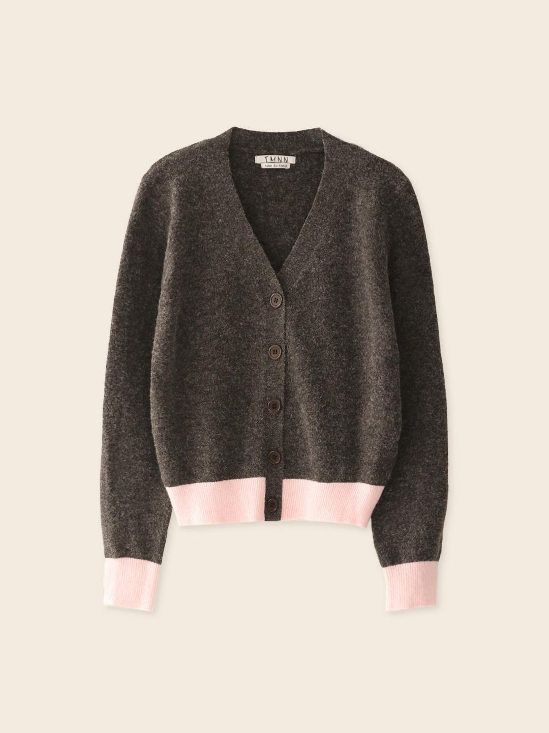 Dual tone sleeve cardigan (GRAY)
