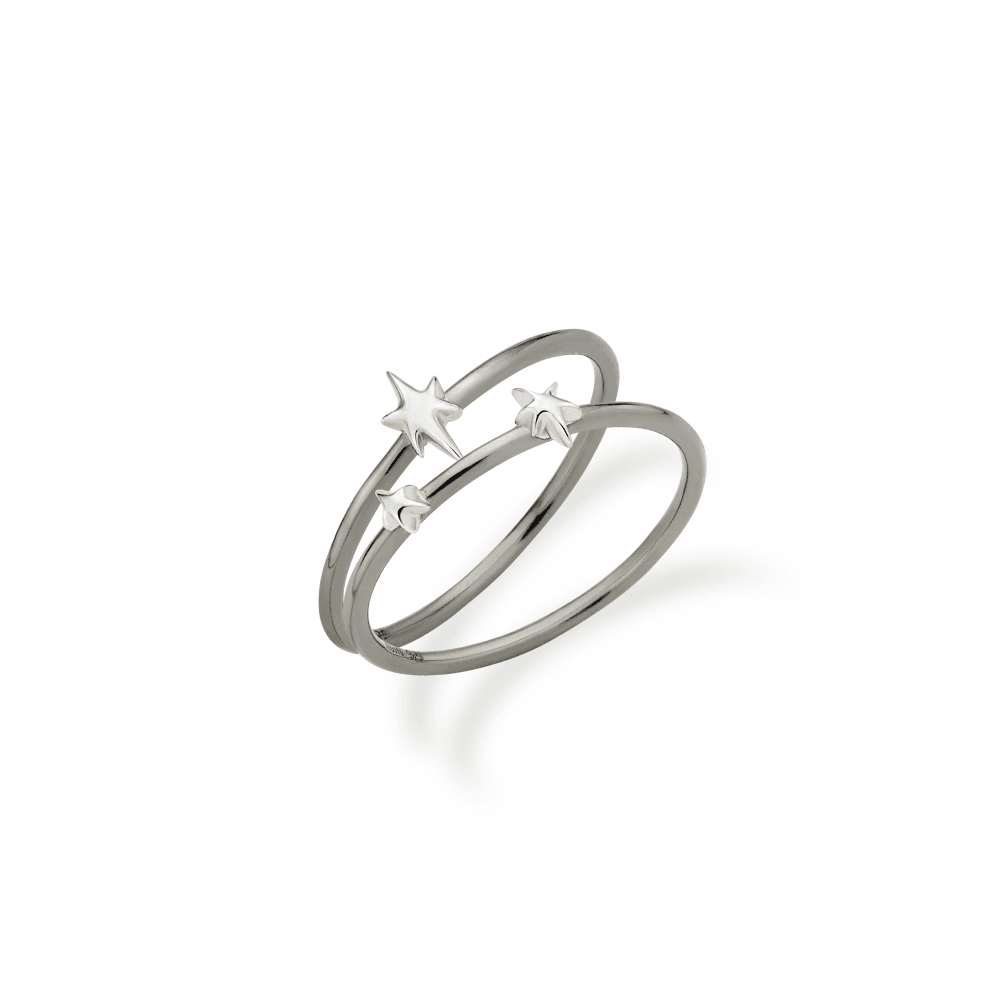 키치 펑크 스타 실버 반지 세트