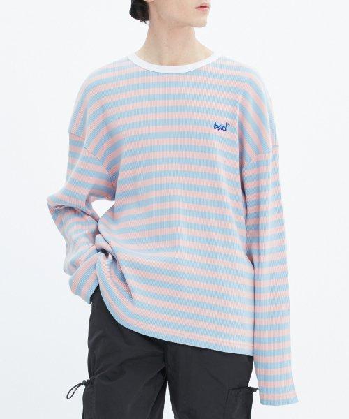 베이직 스트라이프 롱 슬리브_핑크