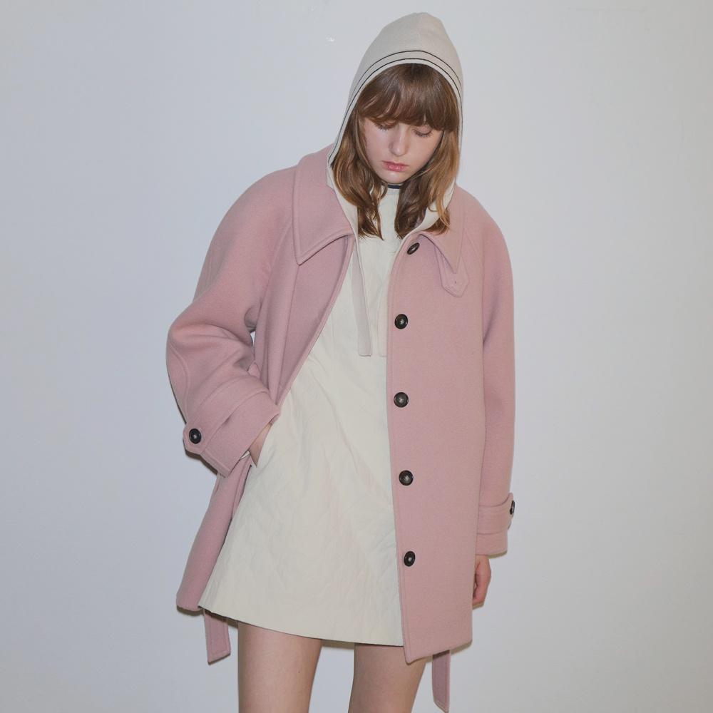 RAGLAN HALF WOOL COAT / PINK