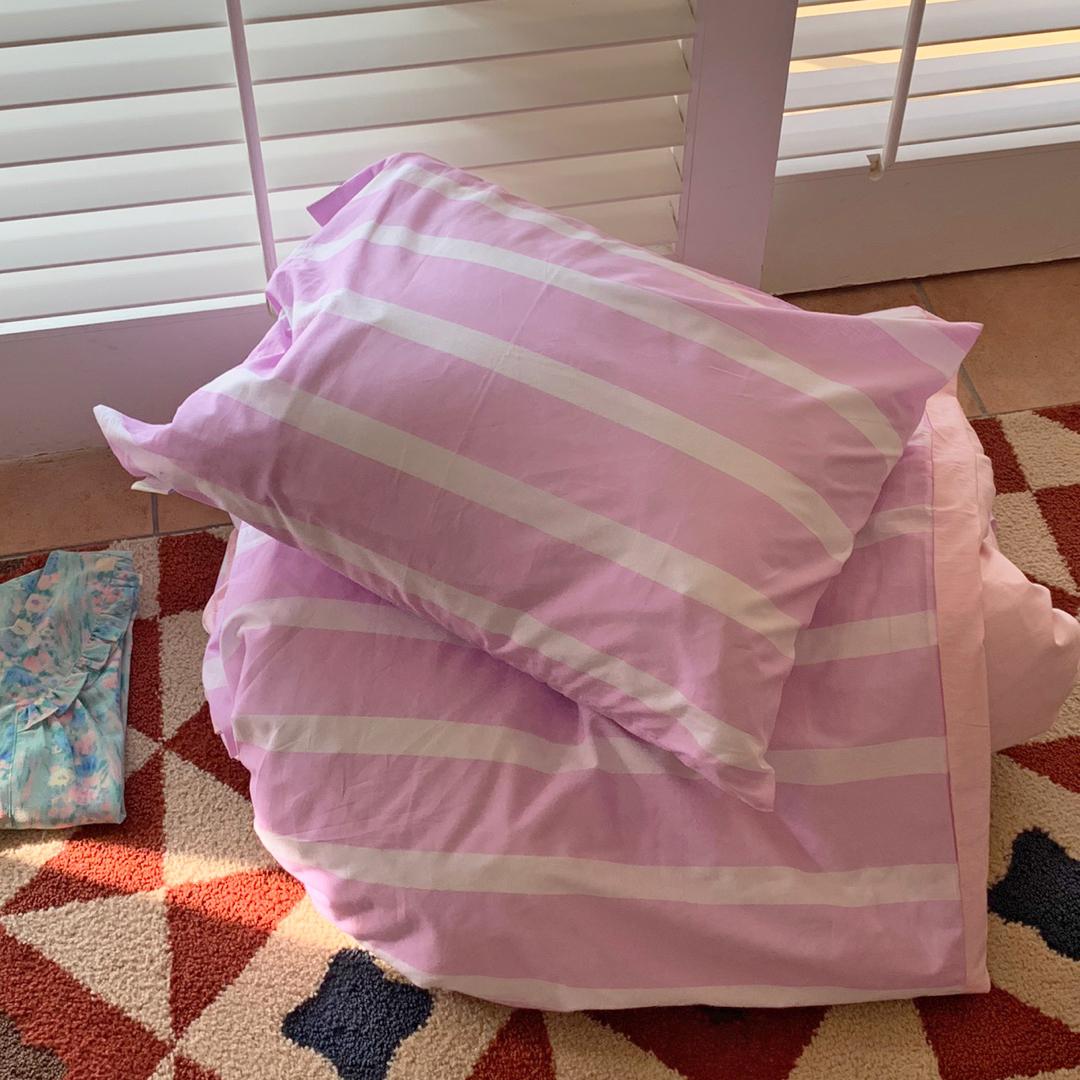 lilac stripe bedding  (pillow cover)