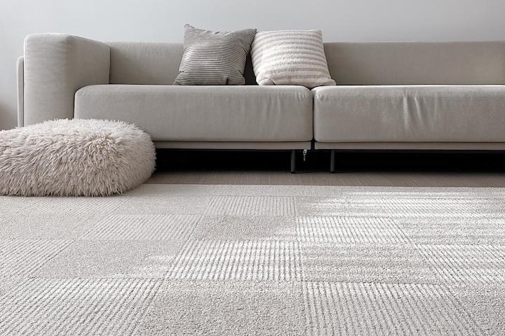 오트밀 그리드 패턴 카페트 러그 (고품질 국내 생산)