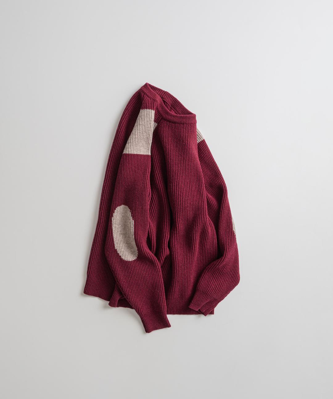 DRY WOOL CREWNECK MIL KNIT "wine\"