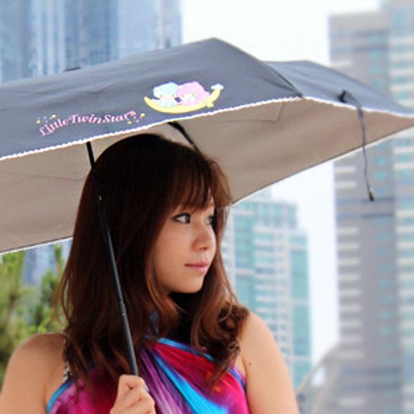 리틀트윈스타 3단 접이식우산 겸용 양산[블랙/트윈스타일러스트]자외선98%c차단!
