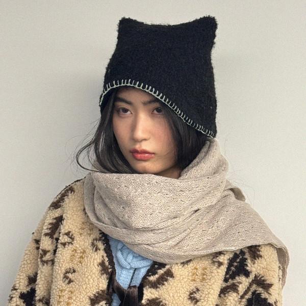 Kitten Bucket Beanie_Black