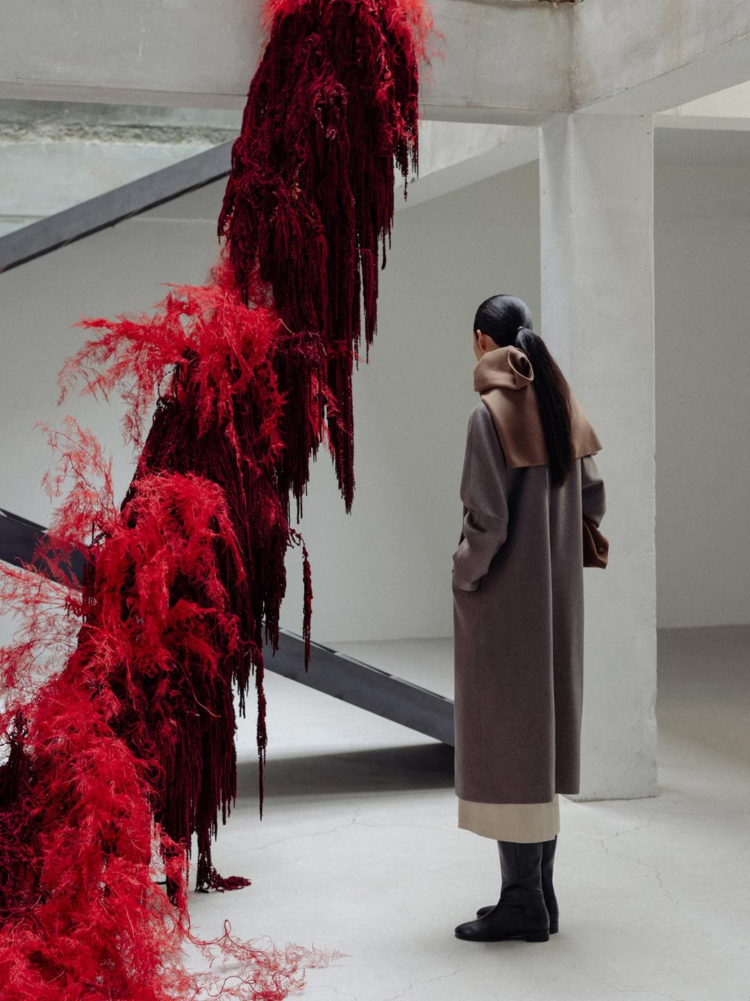 Prima Signature Volume Cashmere Coat - Khaki