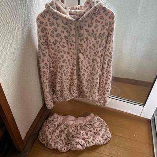 L3 TRALALA トゥララ　もこもこセットアップ　クマ耳　ヒョウ柄