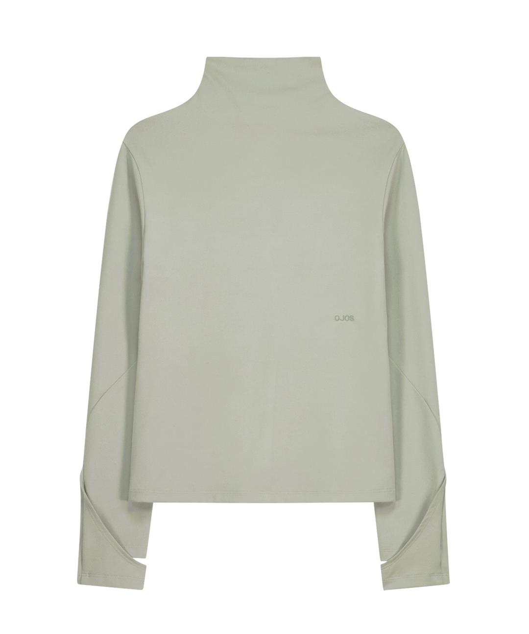 Mock Neck Tee / Mint Grey
