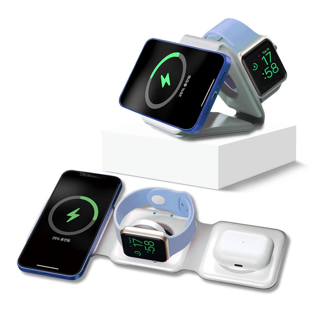 이쏘코리아 맥세이프 3in1 고속무선충전기 WC3IN1 애플워치 거치대 아이폰 에어팟