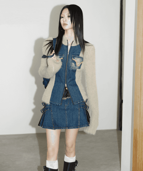 니트 데님 자켓