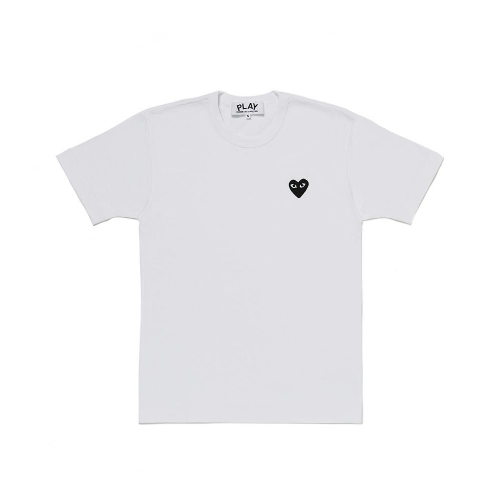 22SS 꼼데가르송플레이 블랙 하트 티셔츠 - 화이트 (P1T064 B)