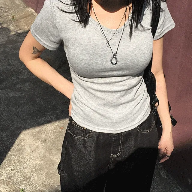 [묶음할인/6color] 필린 옆셔링 브이넥 슬림핏 반팔 티
