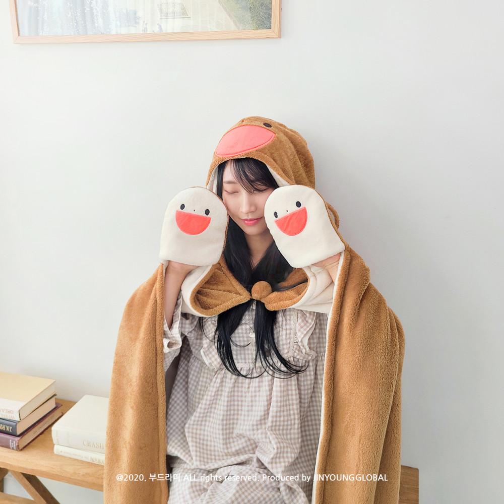 한정판 바들바들 동물콘 안아줘요 망토 담요 145cm 부드라미 안아줘요 담요 /  날 다람쥐 망토 담요