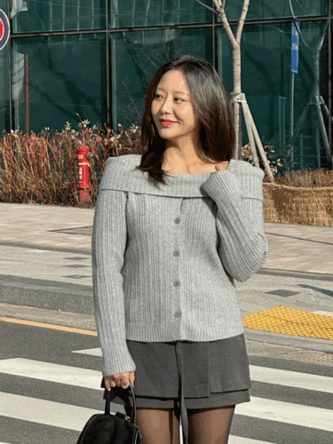 1696 여리여리 골지 오프숄더 가디건[3color/44-88]
