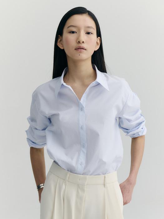 Pintuck Sleeve Cotton Blouse_3color