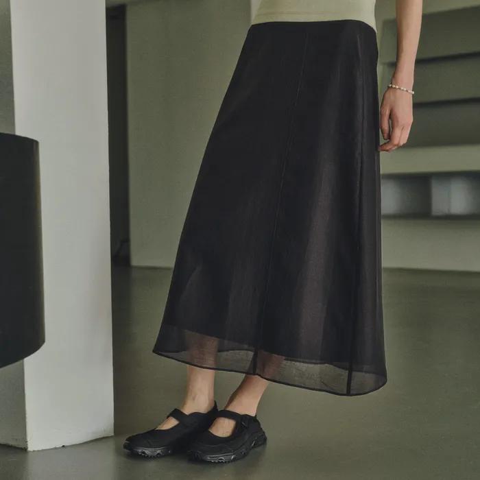 See-through Layered Skirts_CTS608(Black)