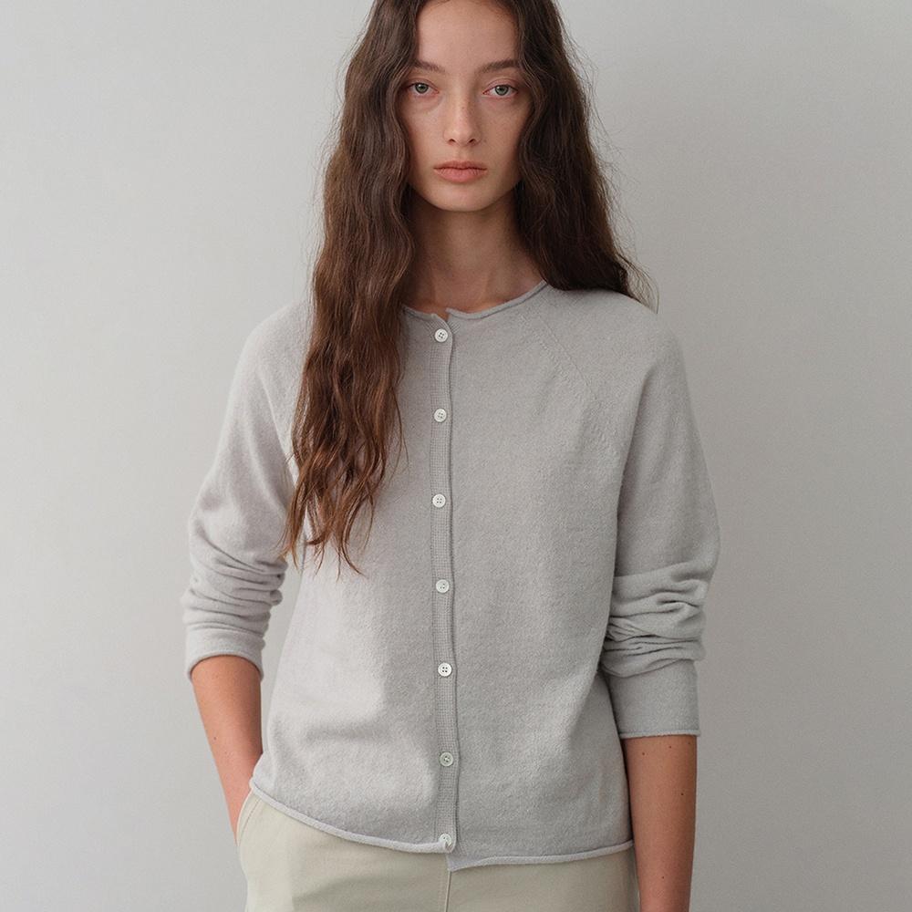 Baby alpaca rolling cardigan (silver gray)